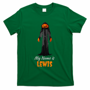 My Name Is Lewis Jack O Lantern Pumpkin Man T-Shirt - Green
