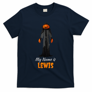 My Name Is Lewis Jack O Lantern Pumpkin Man T-Shirt - Navy