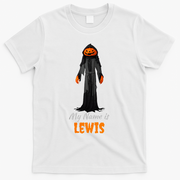My Name Is Lewis Jack O Lantern Pumpkin Man T-Shirt - White