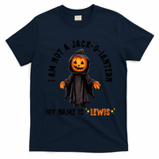 My Name Is Lewis Jack O Lantern Pumpkin Man Funny Lewis T-Shirt - Navy Blue