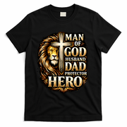 Man Of God Husband Dad Protector Lion T-Shirt - Black