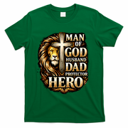 Man Of God Husband Dad Protector Lion T-Shirt - Green
