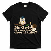 Mr Owl How Many Licks Does It Take Funny T-Shirt - Black