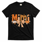 Mimi Pumpkin Fall Coquette Bow Thanksgiving Mom T-Shirt - Black