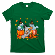 Manatee Pumpkin Leopard Buffalo Plaid Fall Thanksgiving T-Shirt - Green