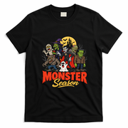 Monster Season Cute Funny Halloween Spooky Vintage T-Shirt - Black
