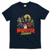 Monster Season Cute Funny Halloween Spooky Vintage T-Shirt - Navy Blue