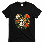 Moody Snake Skull Floral T-Shirt - Black