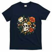 Moody Snake Skull Floral T-Shirt - Navy Blue