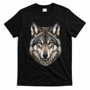Majestic Wolf Face Animals T-Shirt - Black