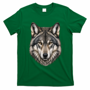 Majestic Wolf Face Animals T-Shirt - Irish Green