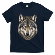 Majestic Wolf Face Animals T-Shirt - Navy Blue