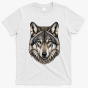 Majestic Wolf Face Animals T-Shirt - White