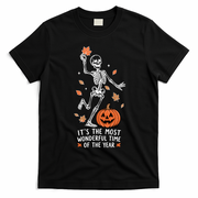 Most Wonderful Time Of The Year Skeleton Halloween Autumn T-Shirt - Black