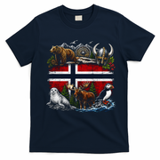 Norway Animal Kingdom Flag T-Shirt - Navy Blue