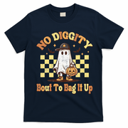 No Diggity Bout To Bag It Up Cool Ghost Halloween T-Shirt - Navy Blue