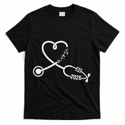 Nurse EST 2026 Cute Heart Stethoscope T-Shirt - Black