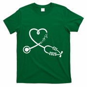 Nurse EST 2026 Cute Heart Stethoscope T-Shirt - Green