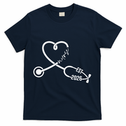 Nurse EST 2026 Cute Heart Stethoscope T-Shirt - Navy