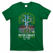 Never Forget 25 Years 911 Memorial 25th Anniversary T-Shirt - Irish Green