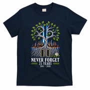 Never Forget 25 Years 911 Memorial 25th Anniversary T-Shirt - Navy Blue