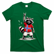 Norwegian Flag Funny Raccoon Norway T-Shirt - Irish Green