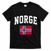 Norge Flag Norway Norwegian Souvenir Gift T-Shirt - Black