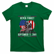 Never Forget September 11 2001 Memorial Day American Flag T-Shirt - Irish Green