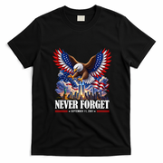 Never Forget September 11 2001 9/11 American Bald Eagle T-Shirt - Black