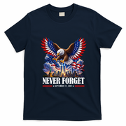 Never Forget September 11 2001 9/11 American Bald Eagle T-Shirt - Navy Blue