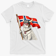 Norwegian Flag Waving Yeti Norway Norge Pride T-Shirt - White