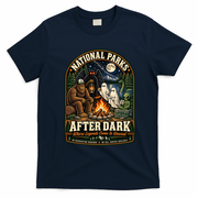 National Parks After Dark Sasquatch Bigfoot Ghost Halloween T-Shirt - Navy Blue