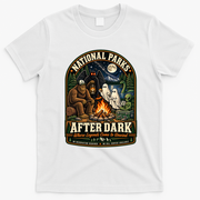 National Parks After Dark Sasquatch Bigfoot Ghost Halloween T-Shirt - White