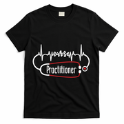 Nurse Practitioner Heartbeat Heart Stethoscope Nursing Gift T-Shirt - Black