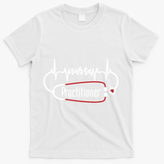 Nurse Practitioner Heartbeat Heart Stethoscope Nursing Gift T-Shirt - White