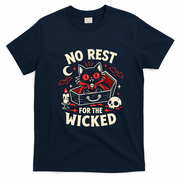 No Rest For The Wicked Vampire Cat T-Shirt - Navy Blue