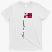 Norway Signature Pole Norwegian Flag Family Heritage Gift T-Shirt - White