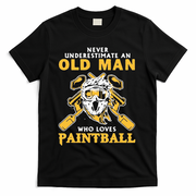 Never Underestimate An Old Man Who Loves Paintball T-Shirt - Black
