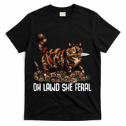 Oh Lawd She Feral Tortoiseshell Cat T-Shirt - Black