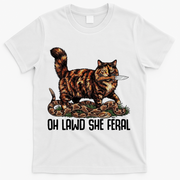 Oh Lawd She Feral Tortoiseshell Cat T-Shirt - White