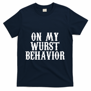 On My Wurst Behavior Oktoberfest Festive T-Shirt - Navy