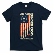 One Nation Under God For 250 Years Distressed Grunge USA Flag T-Shirt - Navy