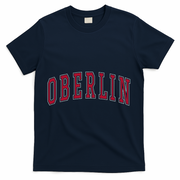 Oberlin Ohio Souvenir College Style Red Text T-Shirt - Navy