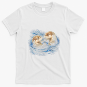 Otters Playing In The Water Fun Wildlife T-Shirt - White