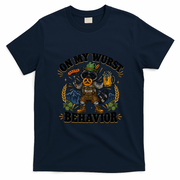 Oktoberfest Raccoon Funny Beer Drinking Fall Festival German T-Shirt - Navy Blue
