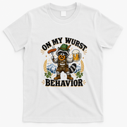 Oktoberfest Raccoon Funny Beer Drinking Fall Festival German T-Shirt - White