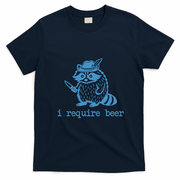 Oktoberfest Racoon I Requre Beer Funny T-Shirt - Navy Blue