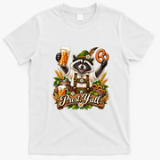 Oktoberfest Raccoon Prost Funny German T-Shirt - White