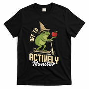 Off To Actively Monitor Frog Teacher Test Day T-Shirt - Black