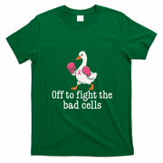 Off To Fight The Bad Cells Boxing Duck Pink Gloves Fighting Against Breast Cancer T-Shirt - Irish Green